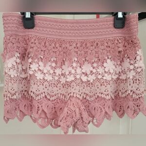 No Boundaries Blush Crochet Shorts